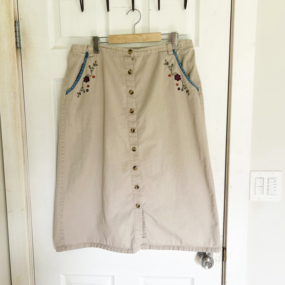 90’s Tradition Country Collection Cotton Skirt Size 16 Floral Stretch Trad-Wife - Picture 1 of 10